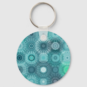 Blue Mandalas Abstract Ornate Pattern Key Ring