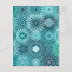 Blue Mandalas Abstract Ornate Pattern Postcard