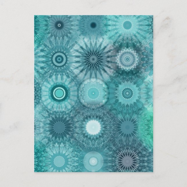 Blue Mandalas Abstract Ornate Pattern Postcard (Front)