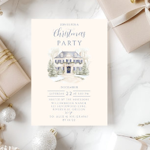 Blue Manor Christmas Invitation