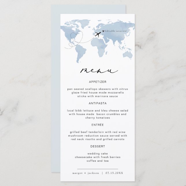 Blue Map Destination Dinner Menu | Carmen (Front/Back)