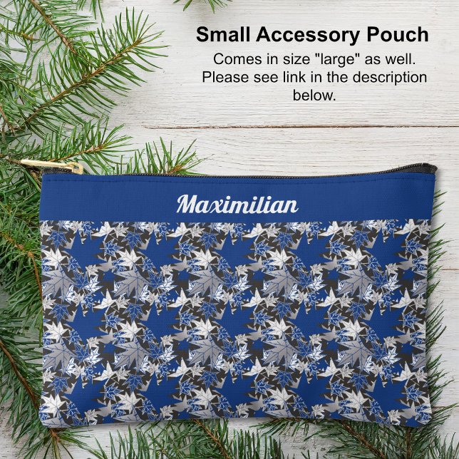 Blue Maple Leaves - SMALL Accessory Pouch (Blue Maple Leaves - SMALL Accessory Pouch by The Canadian Outpost shop)