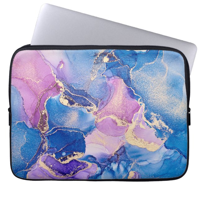 Blue marble abstract art Laptop Sleeve (Front)