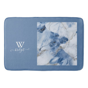 blue marble abstract coastal pattern bath mat