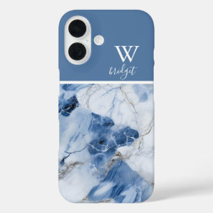 blue marble abstract coastal pattern iPhone 16 case