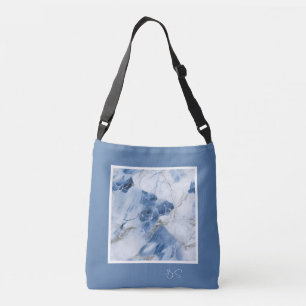 blue marble abstract coastal pattern crossbody bag