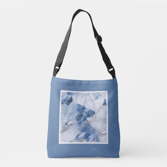 blue marble abstract coastal pattern crossbody bag (Back)