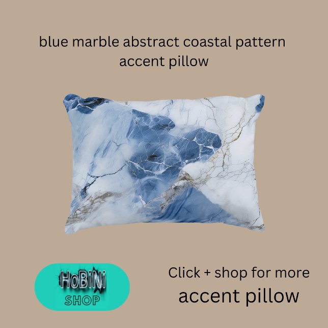 blue marble abstract coastal pattern decorative cushion (blue marble abstract coastal pattern accent pillow)