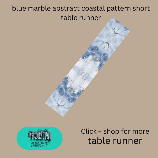 blue marble abstract coastal pattern short table runner (blue marble abstract coastal pattern short table runner)