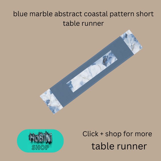 blue marble abstract coastal pattern short table runner (blue marble abstract coastal pattern short table runner)