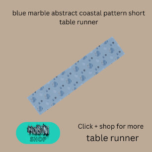 blue marble abstract coastal pattern short table runner