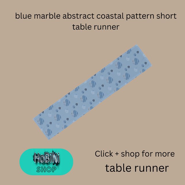 blue marble abstract coastal pattern short table runner (blue marble abstract coastal pattern short table runner)