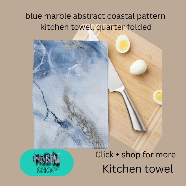 blue marble abstract coastal pattern tea towel (blue marble abstract coastal pattern kitchen towel)