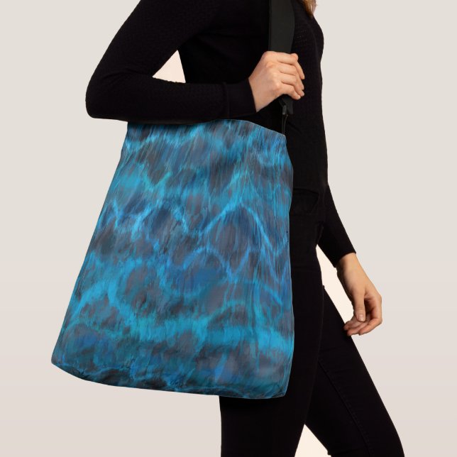 Blue Marble Abstract Crossbody Bag (Close Up)