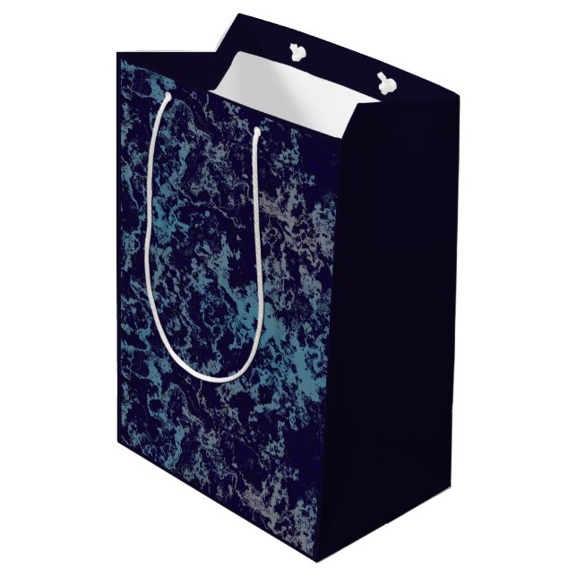 Blue Marble abstract Medium Gift Bag (Back Angled)