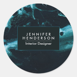 Blue Marble Abstract Texture Classic Round Sticker