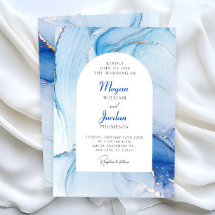 Blue Marble abstract wedding Invitation