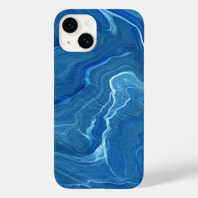 Blue Marble Agate Abstraction Case-Mate iPhone Case (Back)