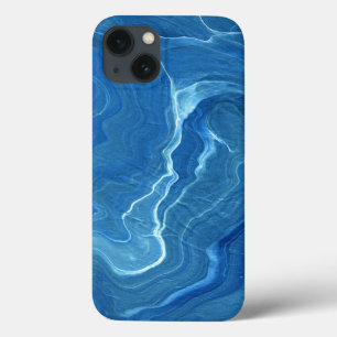 Blue Marble Agate Abstraction iPhone 13 Case