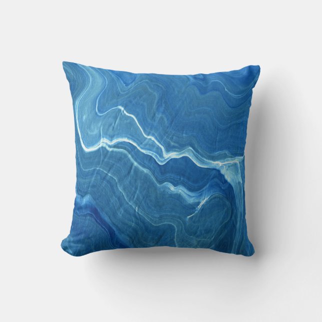 Blue Marble Agate Abstraction   Cushion (Front)