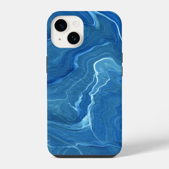 Blue Marble Agate Abstraction iPhone Case (Back)