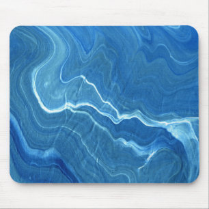 Blue Marble Agate Abstraction Mouse Pad