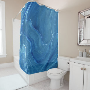Blue Marble Agate Abstraction   Shower Curtain