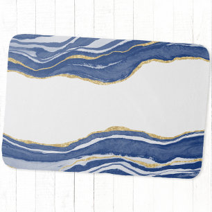 Blue Marble Agate Gold Glitter Bath Mat
