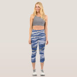 Blue Marble Agate Gold Glitter Capri Leggings<br><div class="desc">Indigo blue watercolor agate marble design with faux gold glitter detail.</div>