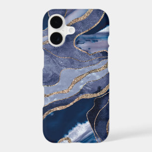 Blue Marble Agate Gold Glitter Glam #1