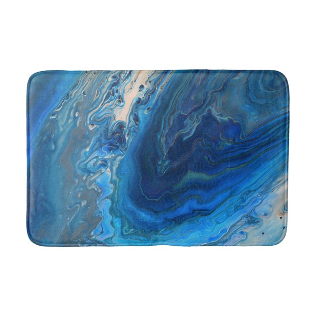 Blue Marble Agate Texture Fluid Art  Bath Mat (Front)