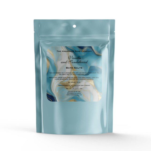 Blue Marble and Faux Gold Bath Salts Pouch Label (Creator Uploaded)