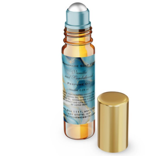 Blue Marble and Faux Gold Perfume Roller Bottle Square Sticker (Creator Uploaded)