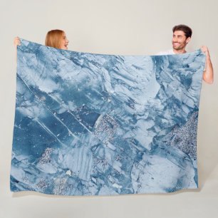 Blue Marble And Glitter Fleece Blanket