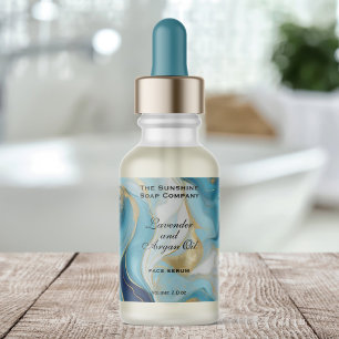 Blue Marble and Gold Cosmetics Dropper Bottle Label