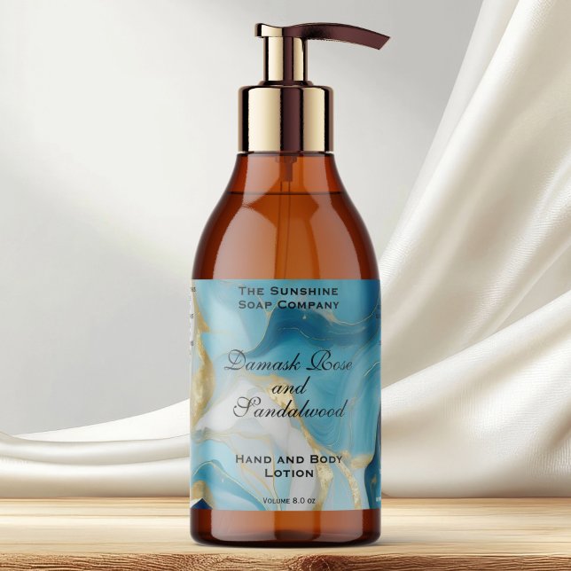Blue Marble and Gold Foil Cosmetics Bottle Label (Creator Uploaded)