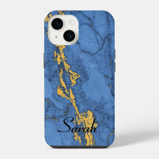 Blue Marble and Gold iPhone 14 Case