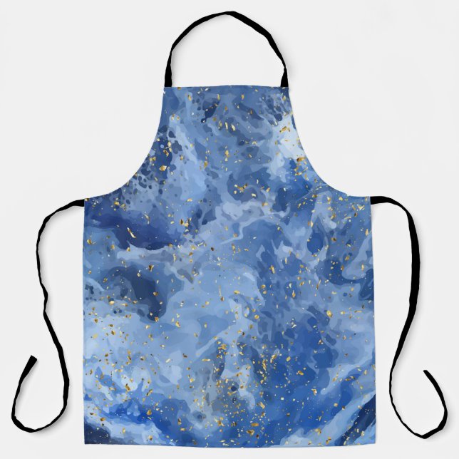 Blue marble and gold texture apron (Front)