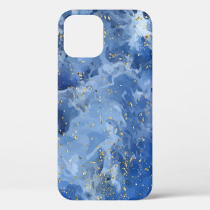 Blue marble and gold texture iPhone 12 case