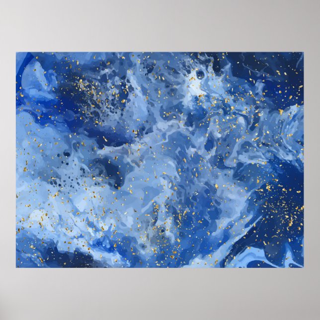 Blue marble and gold texture poster (Front)