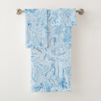 Blue Marble Bath Towel Set