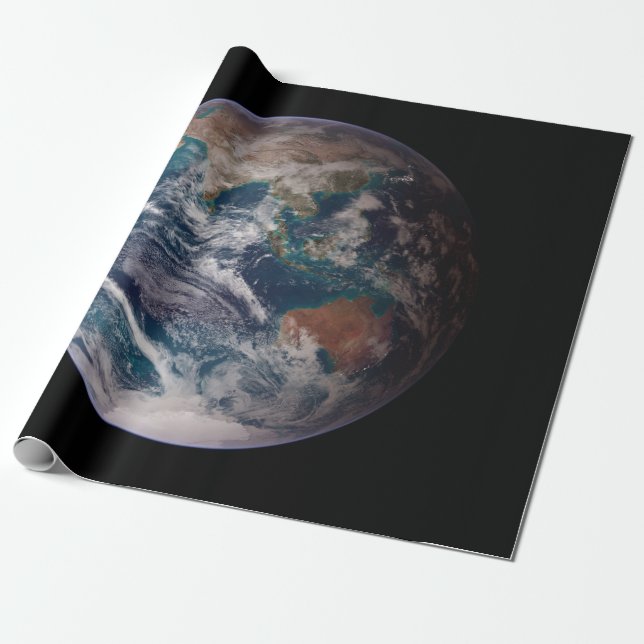 Blue Marble Earth (Eastern Hemisphere) Wrapping Paper (Unrolled)