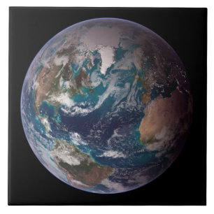 Blue Marble Earth (Western Hemisphere) Ceramic Tile