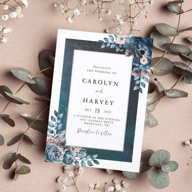 Blue Marble Elegant Wedding Invitation (Creator Uploaded)