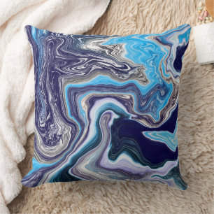 Blue Marble Fluid Art Cushion