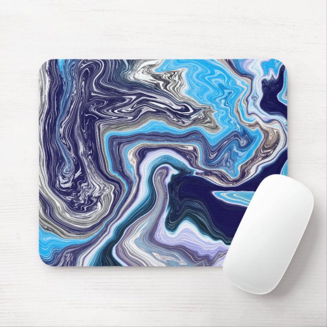 Blue Marble Fluid Art  Mouse Pad (With Mouse)