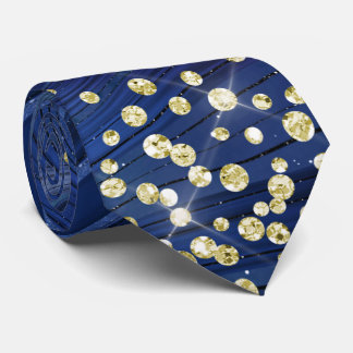 Blue Marble Gold Glitter Necktie