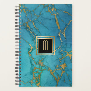 Blue Marble Gold Laced Monogram Planner