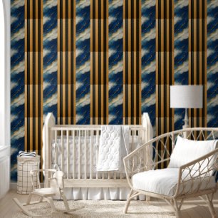 Blue Marble Gold Wood Slat Panels - Peels &.Stick Wallpaper