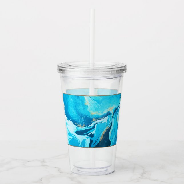 Blue Marble Look Acrylic Tumbler (Front)